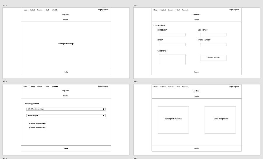 Serenity Spa Wireframe